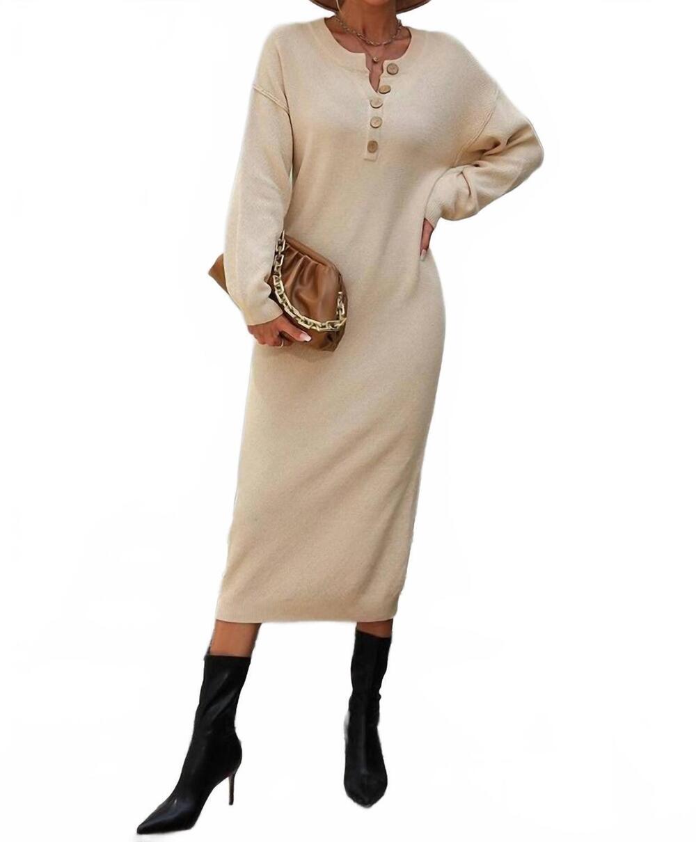 NEW SWEETKAMA essential knit midi dress in beige
